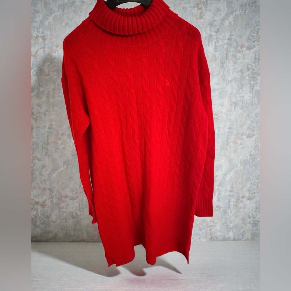 Polo Ralph Lauren Red Cable Knit  Dress, Relaxed Fit, 35” Length, S–M
